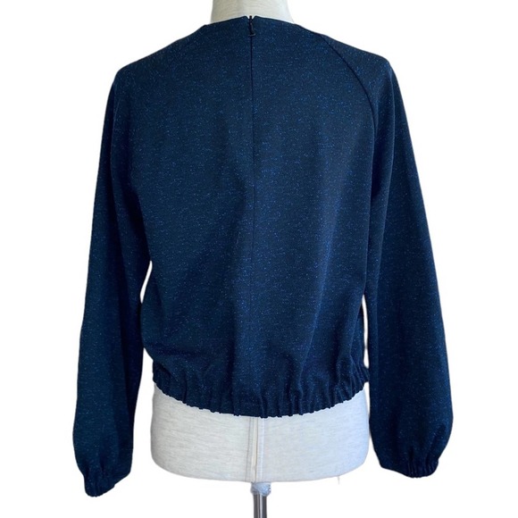 ⭐️ SOLD ⭐️ TIBI Pullover Sweater Jacket Navy Marble Size Small Cropped - Picture 3 of 7
